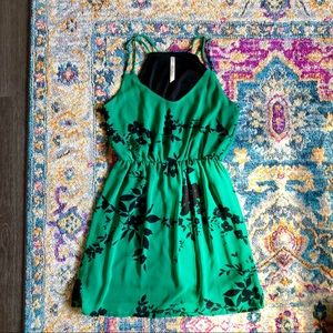 Floral Green & Black Andrée Dress